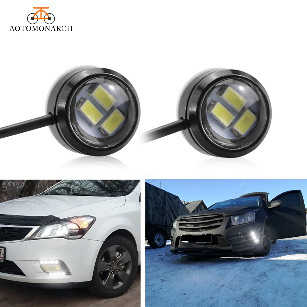 

AOTOMONARCH 1PC LED Daytime Running Lights Eagle Eye DRL 23mm Car Styling Punch-free with Back Glue 12V Waterproof Universal CE