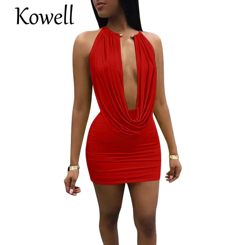 

2018 New Fashion Neck Backless Sequin Sexy Women Party Dress Two Piece Robe Bandage Bodycon Tunic Deep V-Neck Draped Dress