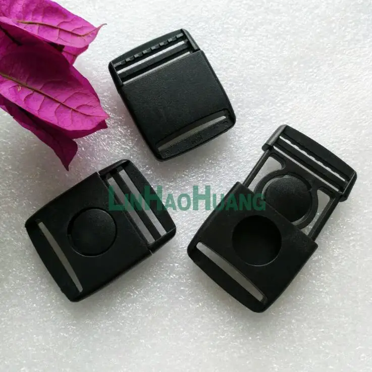 50pcs/lot 25mm 1 inch POM black plastic buckle pressed squeeze straps