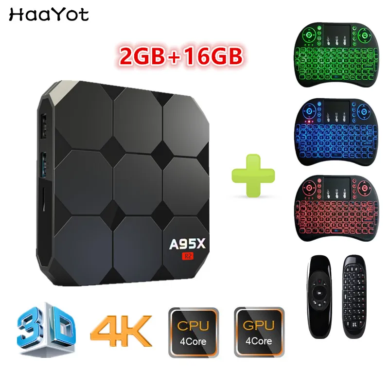 A95X R2 Android 7.1 TV Box Amlogic S905W Quad Core H.265 2GB//16GB Media Player