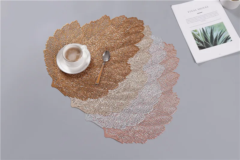 Placemat For Dining Table Mat Soft PVC Palm Leaf Placemat Simulation Plant Mats Coffee Cup Table Mats Home Desktop Decoration  (3)