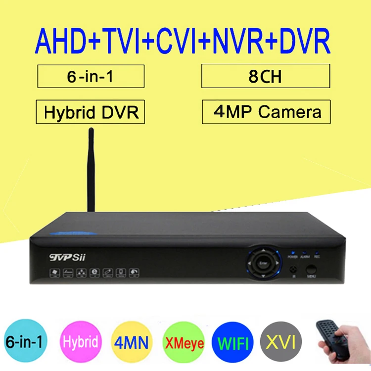 

4MP,1080P,960P,720P, CCTV Camera Blue-Ray Panel XMeye Hi3521A 4MN 8CH 6 in 1 WIFI Hybird Video Recorder DVR Free Shipping