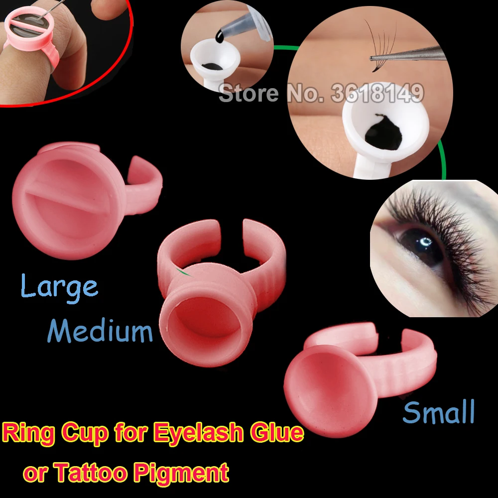 

500pcs Pink Separated No Divided Tattoo Ink Ring Cap Pigment Cups Glue Container Holder Grafting Eyelash Small Medium Large