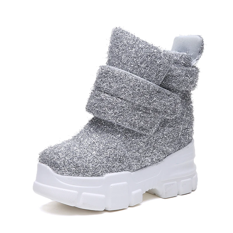 

2019 10cm Heels Winter Warm Increase Within Women Ankle Snow Boots Rubber Flat Platform Boots Casual Wedges Shoes Woman Martin