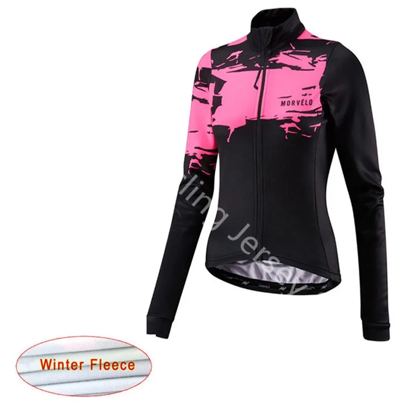 

Women Cycling Jersey 2019 Morvelo Winter Thermal Fleece long sleeve shirt Road Bicycle Clothing MTB Bike Clothe Ropa Ciclismo A4