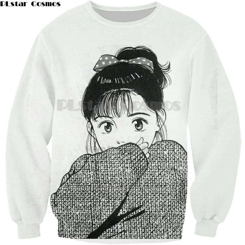 

PLstar Cosmos Brand Hot Black and white Sweatshirts Men/Women Casual fashion Tops Round neck Long sleeves Thin loose Sweatshirts