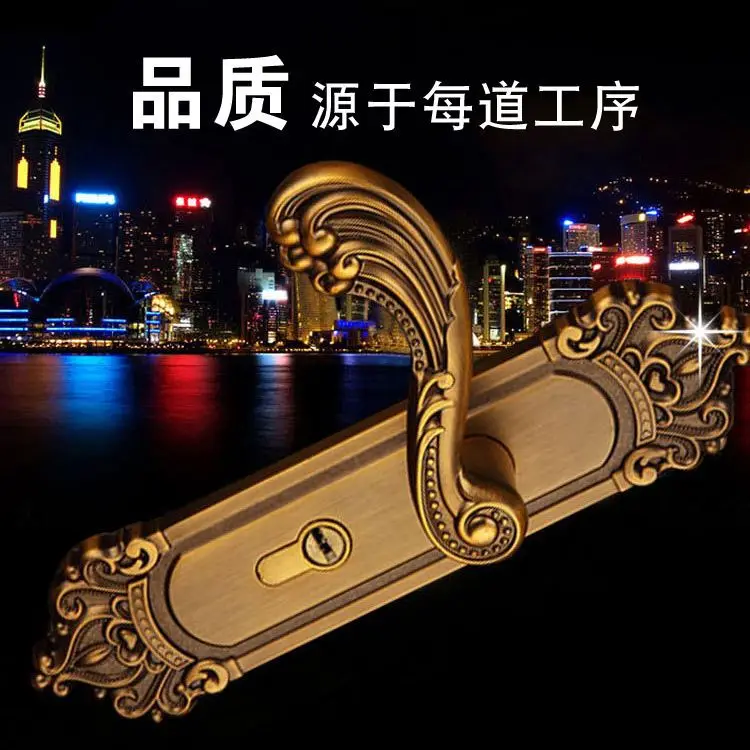 

2018 Real Limited Padlock Door Lock, European Style Indoor Simple Fashion, Stainless Steel Handle Wooden Lock.