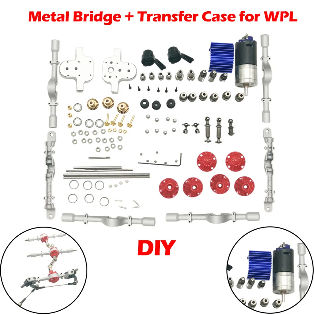 

Metal Front & Middle Rear Bridge + Transfer Case Assembly KIT DIY for WPL C24