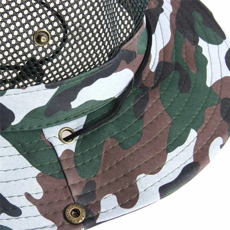 Outdoor Sunhat Mesh Sunshade Fishing Bucket Hat Camouflage Cap Men Fishmen Bucket Hat #4A27 (5)