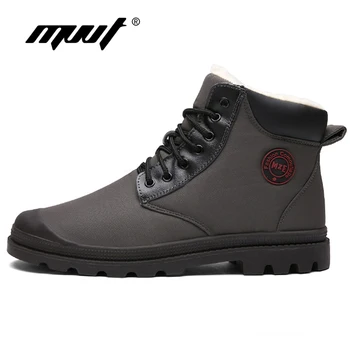 

2019 New Waterproof Men Snow Boots Keep Warm Winter Boot With Fur Lace-Up Plush Men Shoes Platform Ankle Boot Men Plus Size