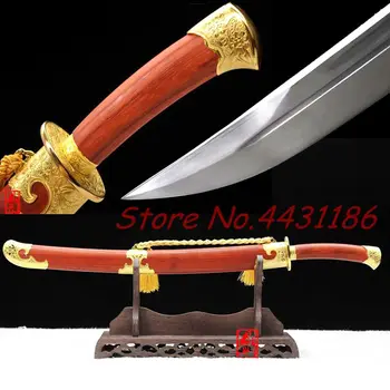 

Red Wood Saya Home Decorate Swords High Carbon Steel Blade Sharp KungFu Qing Knife Chinese LongQuan Handmade Dao Sword Katana