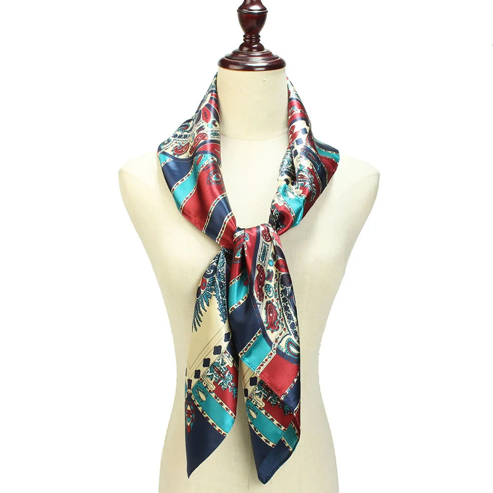 

2019 Fashion African Cashew Floral Gorgeous Silk Scarf Spain Luxury Brand Scarves For Women Shawl Print Hijab Wraps 90*90 CM