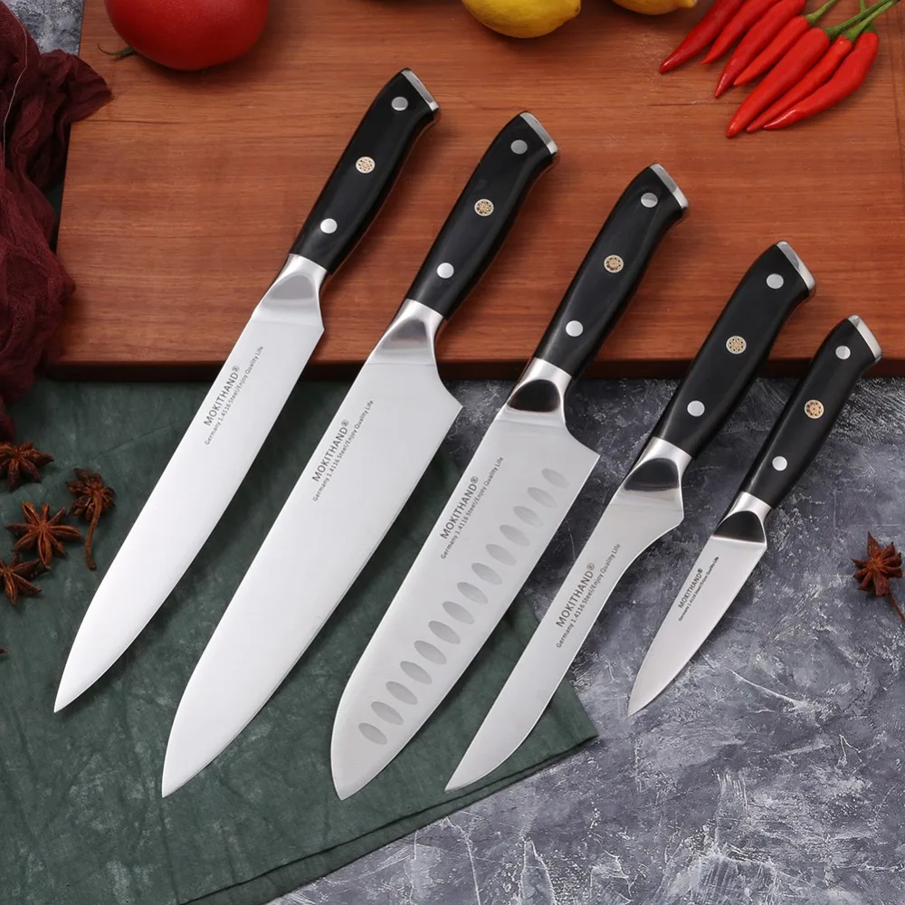 Японские кухонные ножи, 8 дюймов, набор ножей шеф-повара, Германия 1,4116, Высокоуглеродистая Сталь, Santoku, острый нож для рыбалки, ручной работы