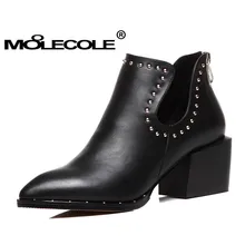 Г., весна-осень корейский диких острым кожаные туфли женская обувь на высоком каблуке модная обувь толстые глубокие тонкие женские