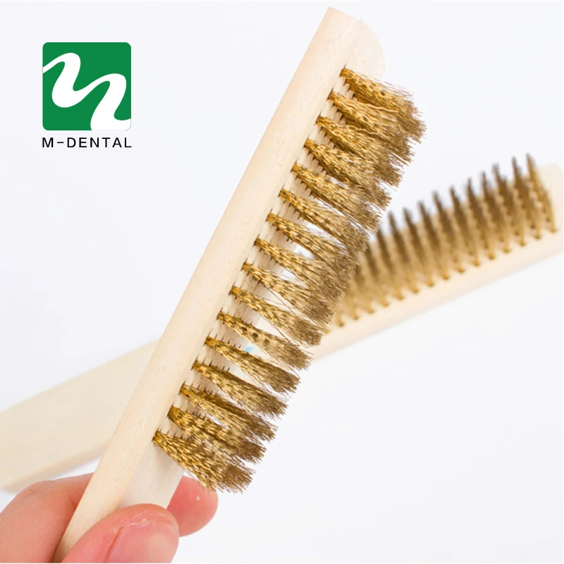 

2pcs Dental Material Copper Brush With Wooden Handle For Clean Dental Burs And Dental Product For Dental Lab