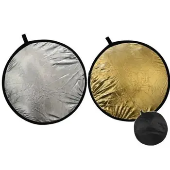 

43'' 110cm 2 in 1 Gold/Silver Light Round Photography Collapsible disc Reflector for DSLR Photo Studio