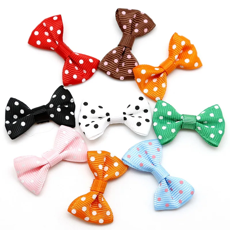 2550pcs 4x2.5cm Grosgrain Dots Ribbon Bow Mini Boutique Hair Bow For
