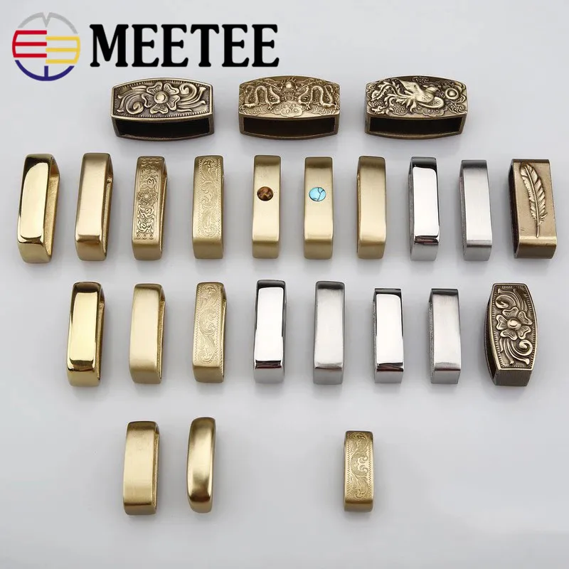 

4Pcs Solid Brass Belt Buckles Metal Belt Loop Rings Stainless Steel Strap Ring Keeper Jeans Accessories 2.5-4.0CM F1-47
