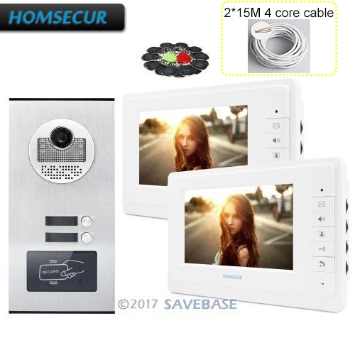 HOMSECUR 7\ TFT Video Door Entry Intercom Kit with One Button Unlock for House/Flat+2*15m 4-core Cable HOMSECUR 7\ TFT Video Door Entry Intercom Kit with One Button Unlock for House/Flat+2*15m 4-core Cable