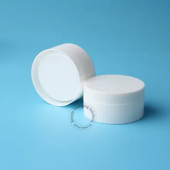 

Wholesale 100pcs/Lot 50g White PP Cream Jar Women Costmetic Container Plastic Cap Packaging Refillable Empty Pot Emulsion Vial
