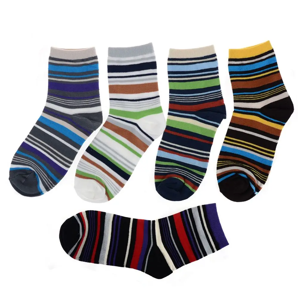 5 Pairs New Arrival Men's Designer Fashion Dress Socks Casual Striped