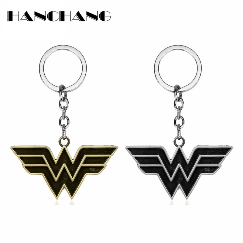 Wonder Woman Bag Keychain Key Rings Keychains Superhero Glass Car Keyring