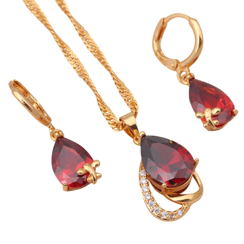 Delicate Gold tone Jewelry Earring Necklace Set Golden SWA