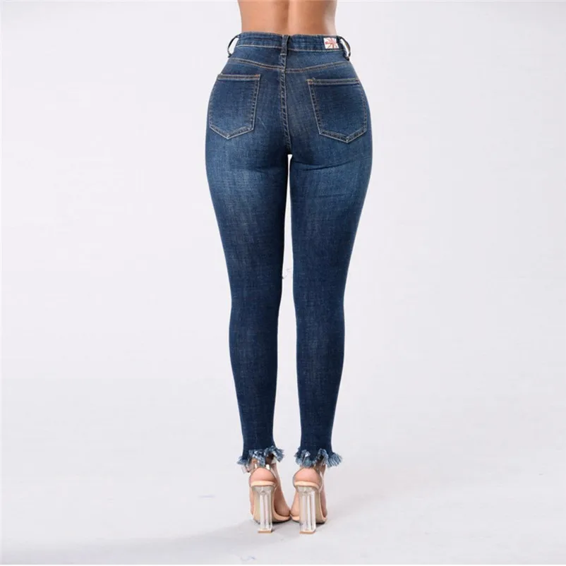 Fashion short jeans woman 2018 Jeans Denim Hole Female Mid Waist Stretch Slim Sexy Pencil mujer robe femme Pants O22#N (9)