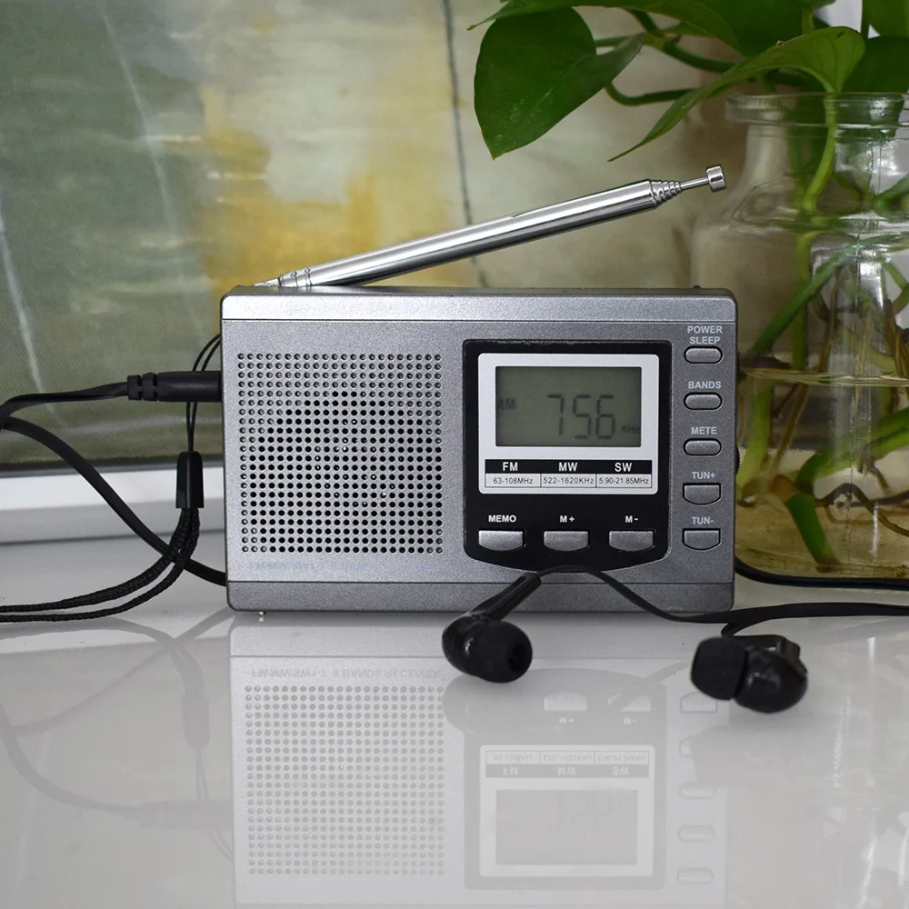 Портативное мини радио FM MW SW 9 диапазоновый приемник DSP аварийный плейер с