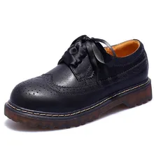 Новые весенние туфли из натуральной кожи с круглым носком, женские туфли-оксфорды на плоской нескользящей подошве, износостойкие женские туфли на плоской подошве со шнуровкой