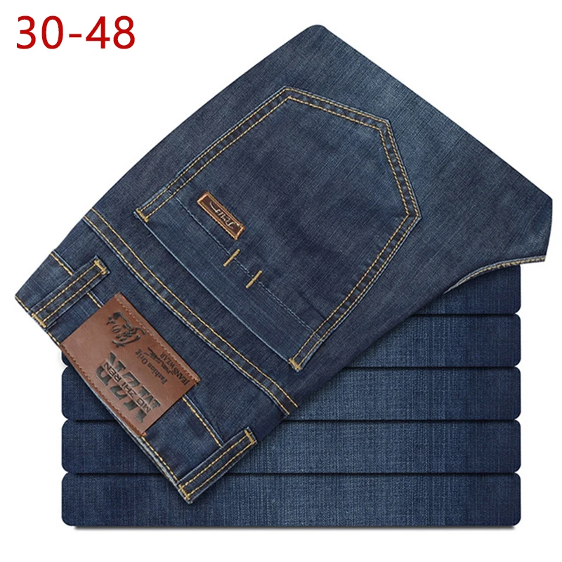 

Plus Size 30-48 Summer Thin Mens Casual Baggy Jeans Blue Male Cotton Denim Pants Brand Lightweight High Quality Jeans for Men