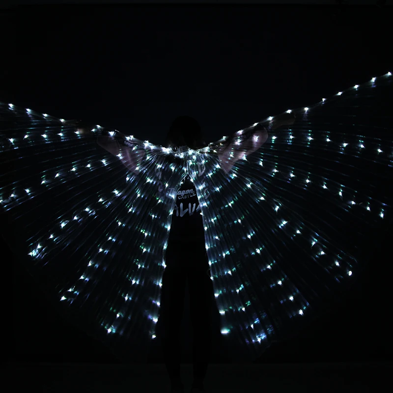 

Belly Dance Butterfly Wings LED Glow Isis Wing with Stick Open 360 Degrees Wing Prop for Dancing