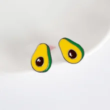 Сладкий Эмаль масло мороженое фрукты, авокадо шпильки серьги сплав милые Фламинго Уха Шпильки Уникальный Забавный подарок для девочек