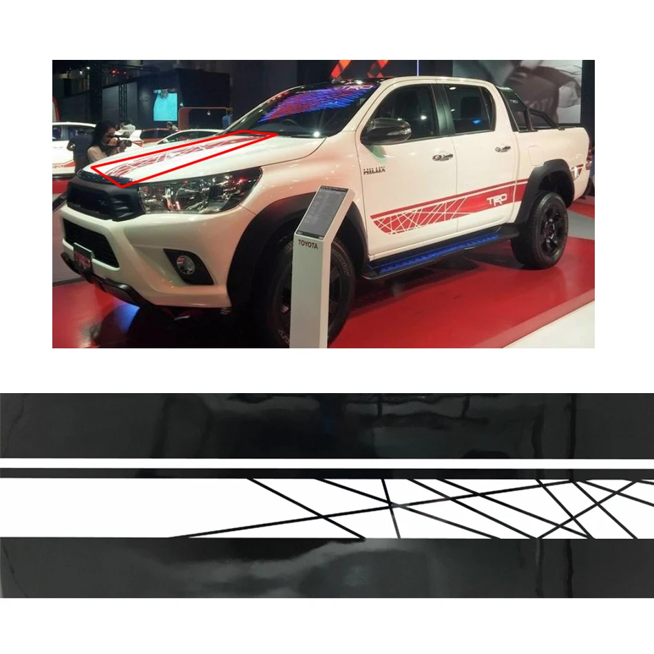 

free shipping line racing styling side stripe graphic vinyl hood car sticker for toyota hilux revo vigo