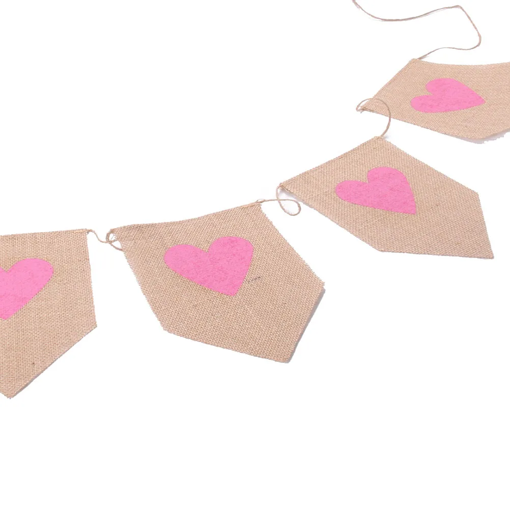 6 шт. винтажные флажки с розовым сердцем из джутовой ткани|banner bunting|banner fabricbanner vintage