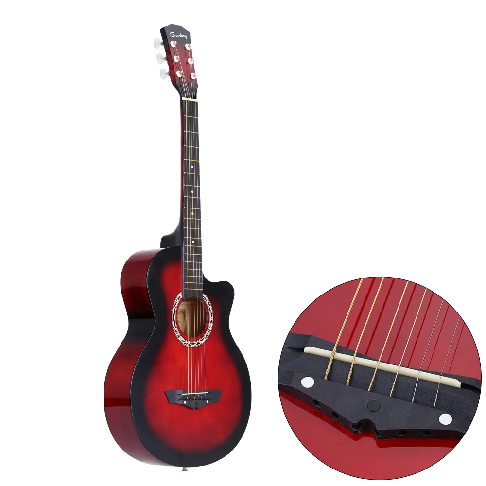 

High Quality 38" Acoustic Guitar 6 Strings Folk Guitar for Beginners Students Gift 4 Colors Optional
