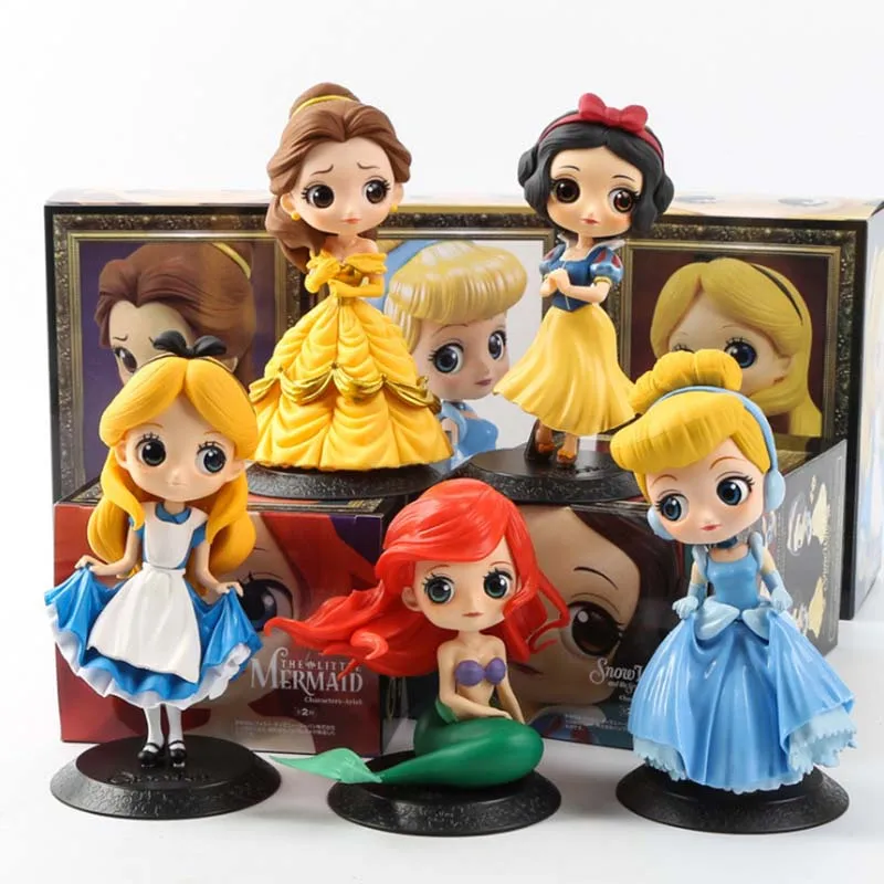 Disney Princess Anime Figures Frozen Elsa Anna Rapunzel Belle Snow White Ariel PVC Action Figures Toys for girls DS13