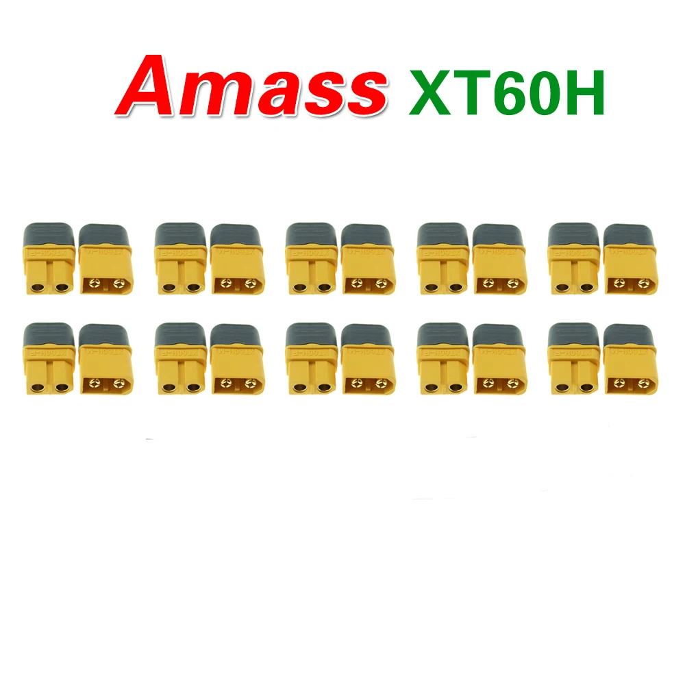 10 Pair Amass XT60H Bullet Connector Plug Upgrated of XT60 Female Male Gold Plated For Rc