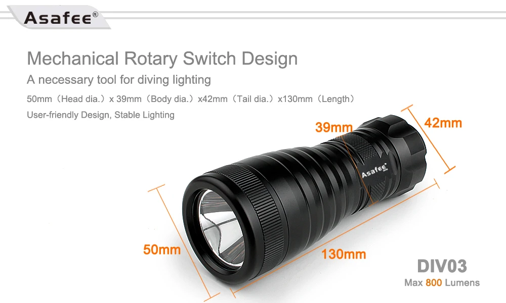 DIV03 мини Портативный светодиодный Дайвинг фонарик факел Cree XM-L L2 светодиодный Diver спасения костюмы Дайвинг фонарик