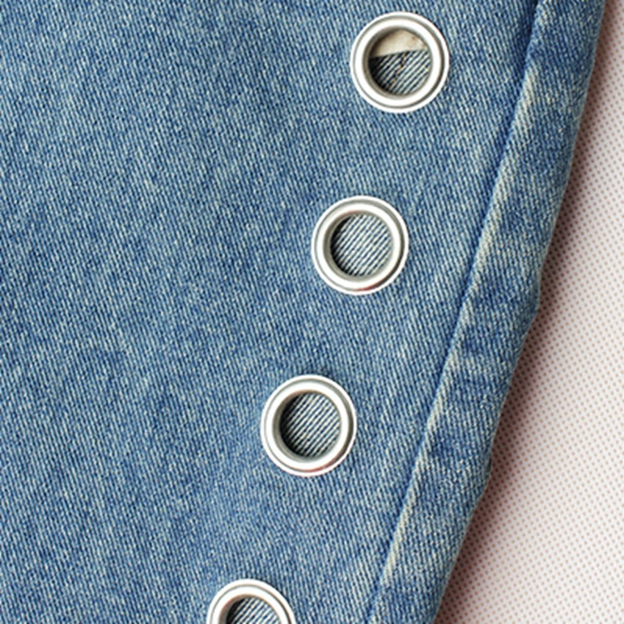 Spring Vintage Casual Loose Boyfriend Jeans For Women High Waist Jeans Rivet Eyelet Denim Mom Jeans Bottoms