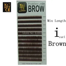Бренд ВВ, коричневого цвета; смешанные цвета; Длина я локон 12row/лоток искусственные накладные ресницы из норки для макияжа для Перманентный макияж бровей