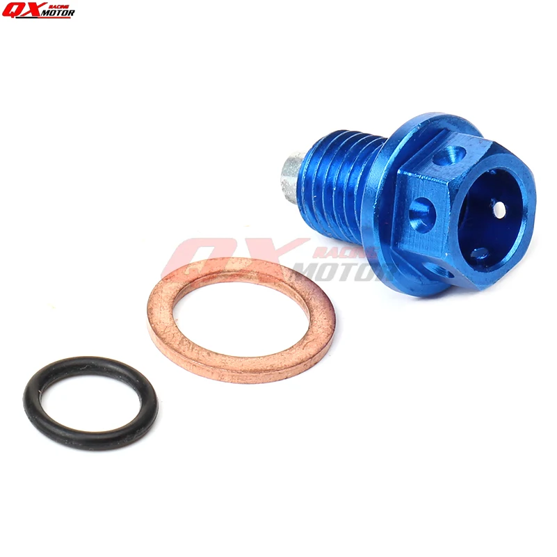 

BLUE Magnetic Megneto Engine M12 Oil Drain Plug Bolt Nut hollow Screw Washer Pit Dirt Monkey Bike ATV Quad Buggy Kart Motorcycle
