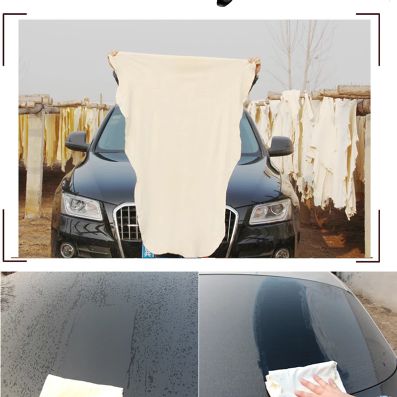 Natural Chamois Leather Car Cleaning Cloth Genuine Leather Wash Suede Absorbent Quick Dry Towel Streak Free Lint Free 4 Size