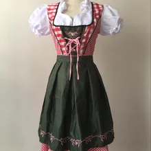 Для взрослых женщин Октоберфест пива девушка костюм горничной Dirndl Wench Германия Баварская с коротким рукавом нарядное платье