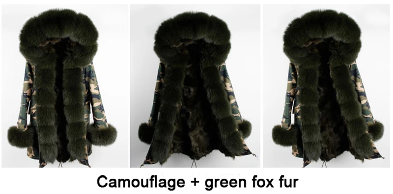 Furlove Women's Luxury Large fox fur Collar Cuff Hooded Coat Detachable Real Fox Fur Liner Parkas Outwear Long Winter Jacket