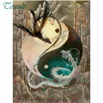 

diamond embroidery,yin yang dragon,5d diamond painting full diamond mosaic picture of rhinestones cross-stitch christmas gifts