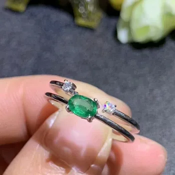 

SHILOVEM 925 sterling silver Natural Emerald Pendants classic fine Jewelry women wedding wholesale gift new 4*6mm dj0406081agml