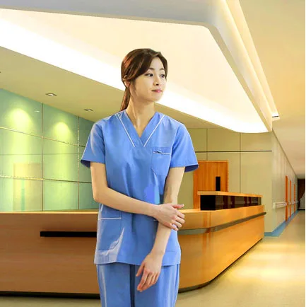 Летний женский медицинский скраб для больниц, набор одежды, стоматологическая клиника, салон красоты, униформа медсестры, модный дизайн, унисекс, тонкая посадка - Цвет: blue