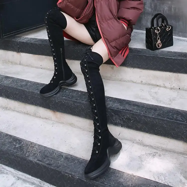 Runde As Botas Huf Seite Show Kreuz Kappe Rom Marke Gebunden Gummi Ferse Zip Berühmte Neue Wildleder Frauen Schuhe Leder 2018 Stiefel Niedrigen Vorderen Schwarz q8wBx6