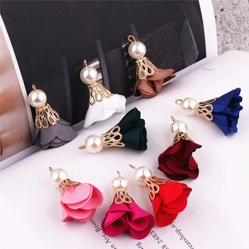 

New arrived 50pcs/lot beads decoration color flowers shape fashion tassels charms diy jewelry earring/garments accessory
